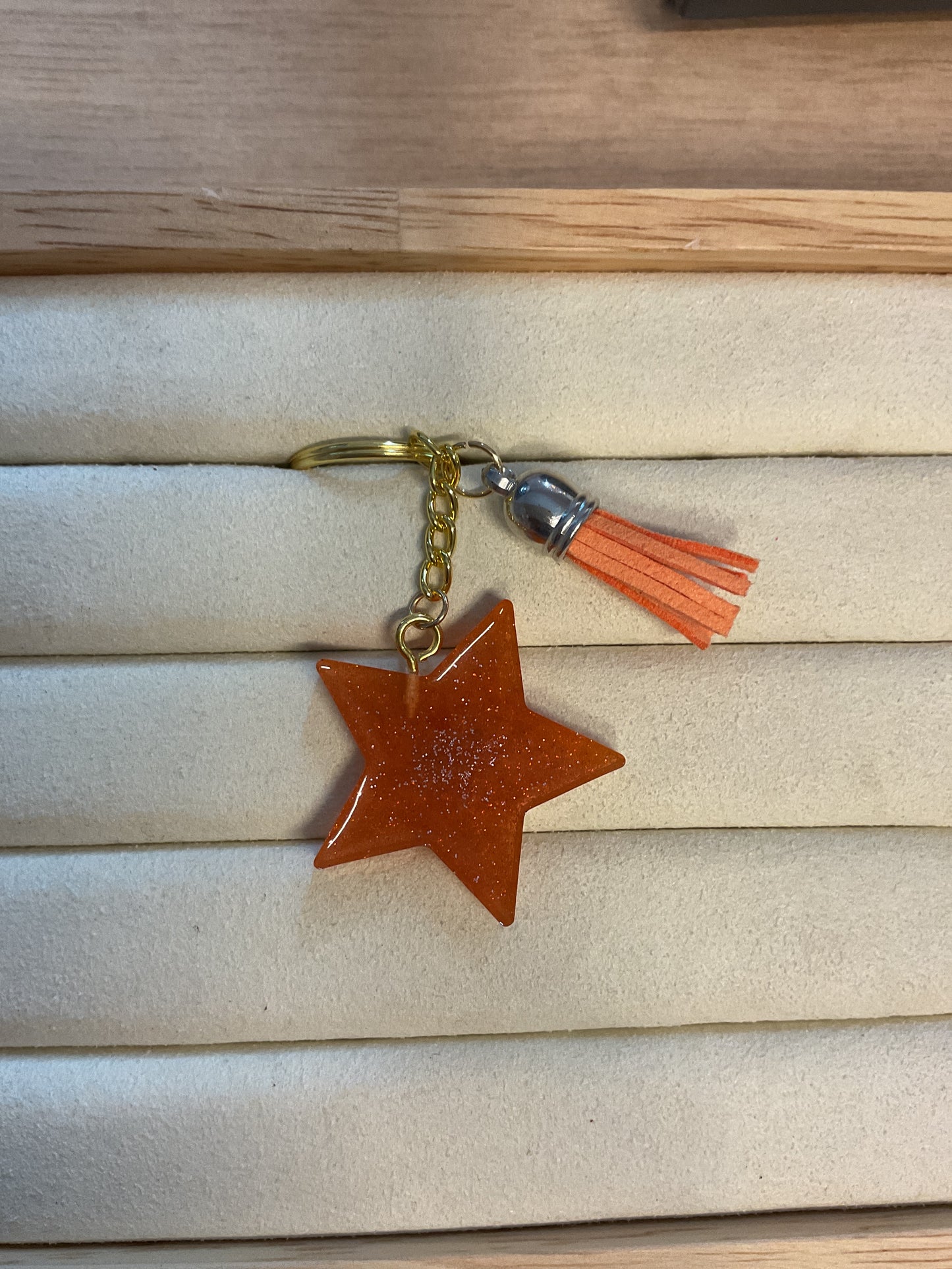 Porte clé étoile saumon