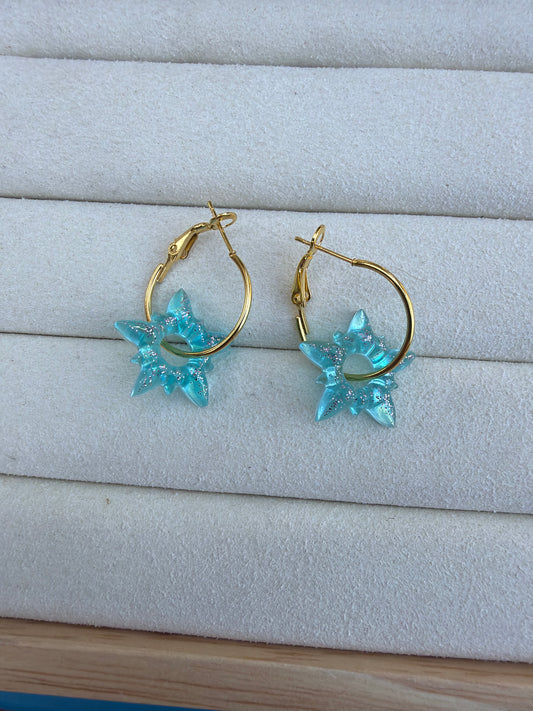Boucle d’oreille créole bleu