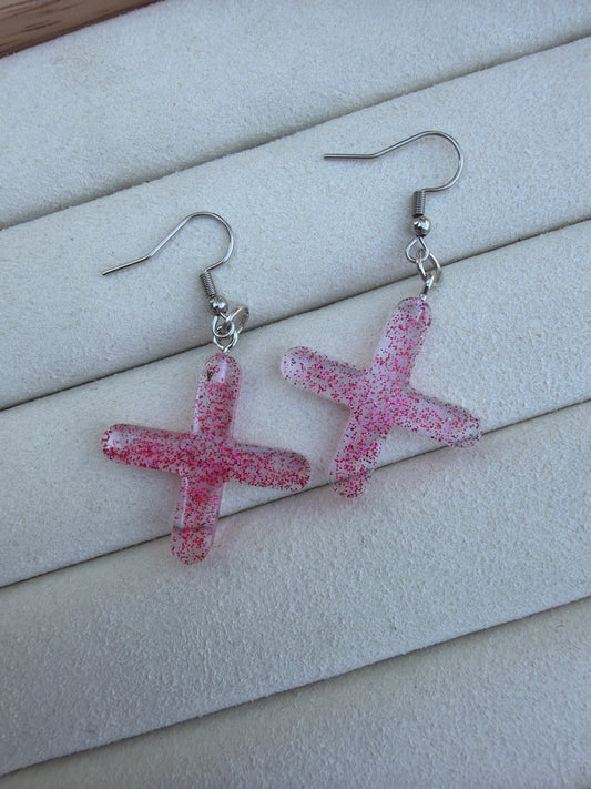 Boucle d’oreille croix paillettes